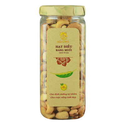 Combo Hạt Điều Rang Muối Tách Vỏ Lụa Hải Long (250g) + Mứt Gừng Nướng Mật Ong Hải Long (120g)