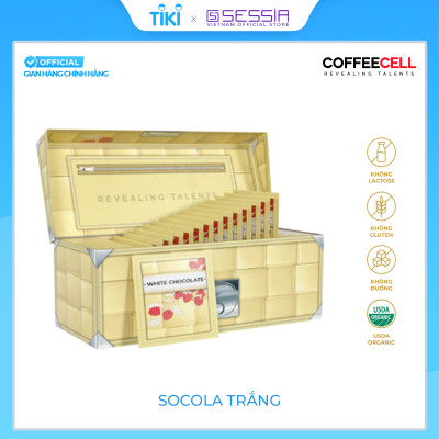 [MUA 1 TẶNG 5] Socola Trắng Premium Với Quả Mâm Xôi Và Nhân Sâm Trắng Thượng Hạng COFFEECELL (20 gói x 15g) - Vị ngọt quyến rũ không chứa calo - Hàng Chính Hãng