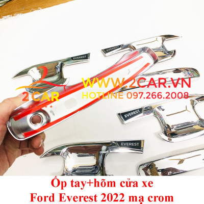 Ốp tay nắm, hõm cửa xe Ford Everest 2022, 2023 mạ Crom cao cấp