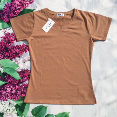 Áo thun nữ MXM trơn cổ tim tay ngắn thun 4 chiều form ôm body từ 40-52kg ( ANU007 )