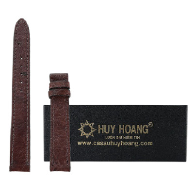 HC8453-55-56-58 - Dây đồng hồ Huy Hoàng da đà điểu da bụng size 12, 14 màu đen, nâu đất, nâu đỏ, vàng bò