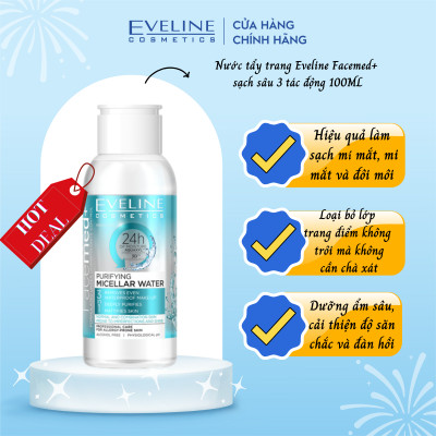 [Deal 59k] Nước tẩy trang Eveline Facemed+ mềm mịn da dành cho da thường và hỗn hợp 100ML