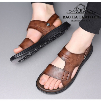 Dép nam quai ngang đơn giản BHD6651 Dép quai hậu da