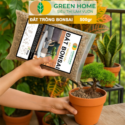 Đất Trồng Cây Bonsai Greenhome, Bao 500GR, Promix, Trộn Sẵn, Tiện Dụng, Giữ Ẩm Tốt, Thoáng Khí, Rễ Khoẻ, Thân To