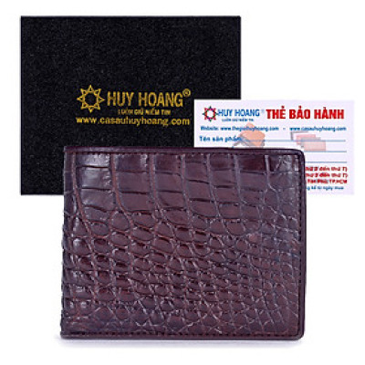 HJ2240 - Bóp nam Huy Hoàng da cá sấu gai bụng màu nâu đất