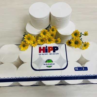 Giấy vệ sinh Hipp 3 lớp không lõi 10 cuộn 1,7 kg siêu dai