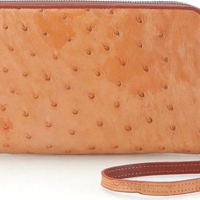 Ví Da Đà Điểu Nhiều Ngăn Huy Hoàng HT3415 (11 x 22 cm) - Vàng Bò