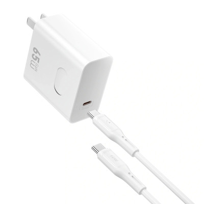 Bộ cóc củ dây sạc nhanh 65W USB C kèm dây Type C to Type C 60W PPS chống cháy hiệu WIWU GAN ESSEN Fast Charger cho iPhone 6 15 14 13 12 11 ProMax cho iPad Pro Air 10.2 9.7 10.5 11 12.9 13 inch S24 S25 cho Macbook cho Laptop Find Flip Fold - Hàng nhập khẩu
