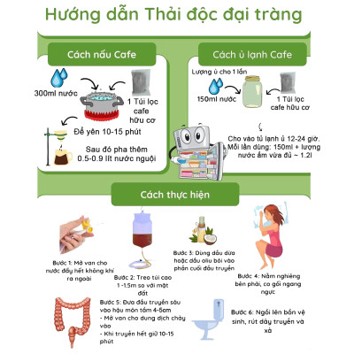 Bộ thải độc đại tràng bằng cà phê (bộ 80 ngày) cà phê dùng trong 80 ngày, dụng cụ bộ túi silicone có thể dùng lâu dài