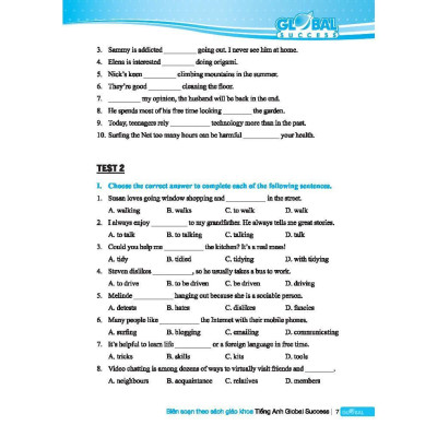 Sách - Global Success - Bộ Đề Kiểm Tra Tiếng Anh Lớp 8 - Có Đáp Án - Tập 1 - Minh Thắng