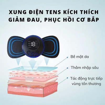 Miếng Massage Xung Điện Cổ Vai Gáy, Bắp Tay, Lưng Bằng Sung Điện đỡ đau Nhức Hiệu Qủa -Máy mat sa thân hình 10 Chế Độ