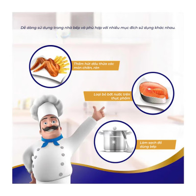 [MUA 2 LỐC BẾP CUỘN TẶNG 1 GÓI BẾP RÚT + 1 GÓI KHĂN ƯỚT + 1 GIÁ ĐỠ] Khăn Giấy Bếp Cuộn Đa Năng Siêu Thấm Tempo ( Lốc 4 Cuộn)