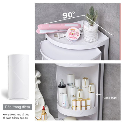 Kệ Góc Tường Xoay 360 Độ Kệ Để Đồ Đa Năng Dùng Cho Nhà Bếp Và Phòng Tắm Chống Ẩm Mốc