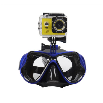 Mặt Nạ Lặn Kính Cường Lực YESURE chất liệu Polycarbonate chống hơi nước, dây đeo và phần viền silicon tạo cảm giác thoải mái khi đeo , chống tia UV có chân gắn Gopro - Kèm ống thở van 1 chiều cao cấp