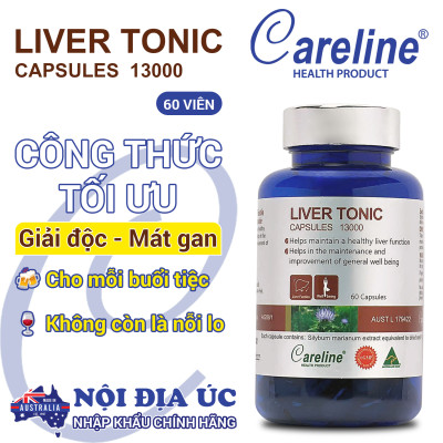 Liver Tonic 13000mg Careline hộp 60 viên cải thiện chức năng gan giúp giải độc mát gan hạ men gan