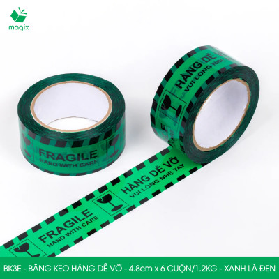 BK3E - Băng keo HÀNG DỄ VỠ màu xanh lá đen khổ 4.8 cm - Băng dính niêm phong - 12 cuộn