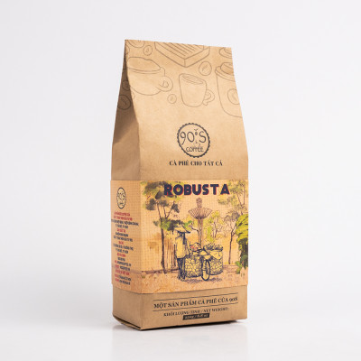 Cà Phê Robusta Rang Xay Nguyên Chất - Dạng Bột - 90S Coffee Vietnam - 100% Cà Phê Sạch Cao Cấp