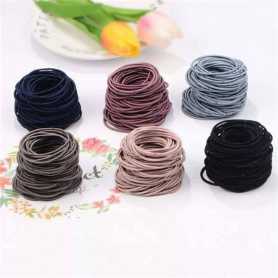  Set 100 Cái Chun Buộc Tóc Hàn Quốc Trơn Nhiều Màu Kèm Túi Zip 93HEY CBT01