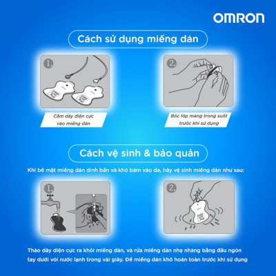 Miếng dán điện cực máy massage xung điện Omron Long Life Pad - Combo 2 chiếc
