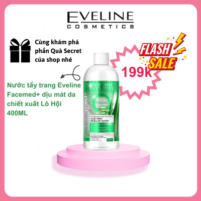 Nước tẩy trang làm dịu mát da 3 trong 1 Eveline chiết xuất Lô hội Facemed 400ml