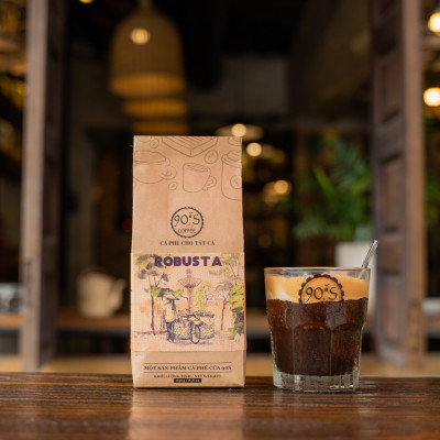 Cà Phê Robusta Rang Xay Nguyên Chất - Dạng Bột - 90S Coffee Vietnam - 100% Cà Phê Sạch Cao Cấp