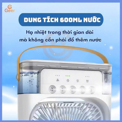 Quạt Điều Hòa Mini Để Bàn Có Khay Nước & Đá – Mát Sâu, Tiết Kiệm Điện, Có Đèn 7 Màu
