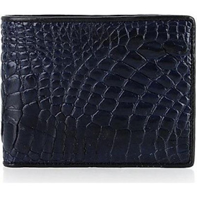 Bóp nam Huy Hoàng da cá sấu ngăn sau màu xanh đậm HT2768