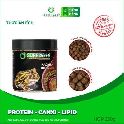 Thức ăn Ếch Pacman GREENABC – Pacman Frog – Hàm lượng protein 37% giúp tiêu hóa tốt, tăng kích thước, lên màu đẹp, ăn ngon – Hộp 50g và 230g