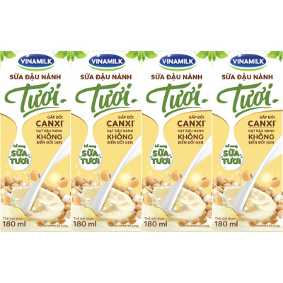 Thùng Sữa đậu nành Tươi Vinamilk 180ml - 48 hộp/Thùng