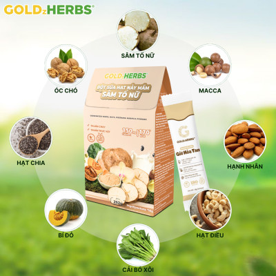 Hàng chính hãng - Bột sữa hạt nảy mầm sâm tố nữ GoldzHerbs - 14 gói/ 500g