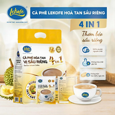 Cà phê hòa tan sầu riêng 4in1 Lekofe nguyên chất đậm vị cà phê béo ngậy sầu riêng túi 24 gói 432g