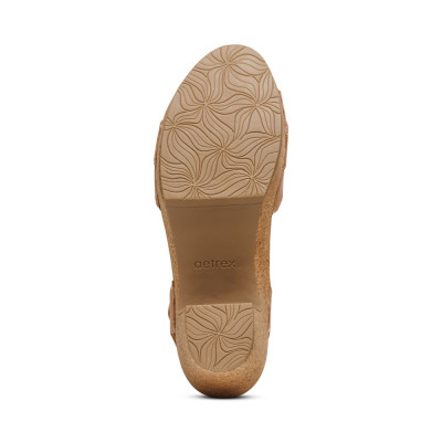 Sandal sức khỏe nữ Aetrex Tory Camel - Giày cao gót 8p, đệm mềm giảm đau chân
