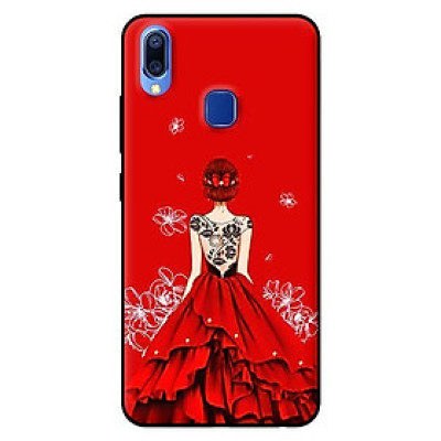 Ốp lưng in cho Vivo Y91 mẫu Cô gái đầm đỏ - Hàng chính hãng