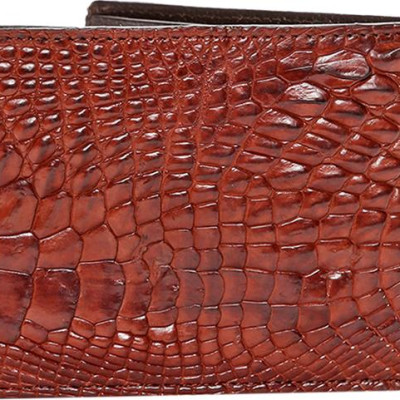 Ví Nam Da Cá Sấu Gù Chân Huy Hoàng HT2233 (12.5 x 10 cm) - Nâu Đỏ