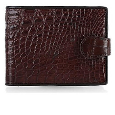 Bóp nam Huy Hoàng da cá sấu nút bấm màu nâu đất HC2244