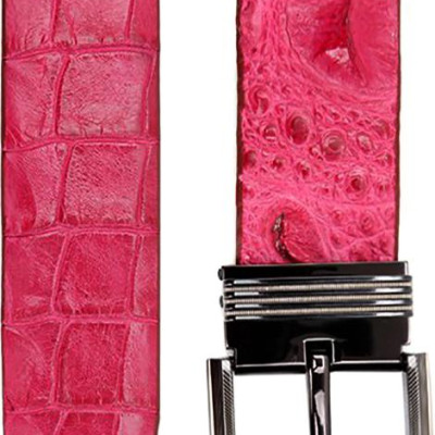 Thắt Lưng Nam Da Cá Sấu Nguyên Con Bản Lớn Đầu Kim Huy Hoàng HT4788 - Hồng