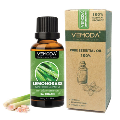 Tinh dầu xông phòng cao cấp gồm 2 chai tinh dầu nguyên chất: tinh dầu Sả chanh (50ml) + tinh dầu Vỏ quế (50ml) Vemoda