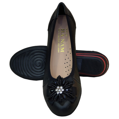 Giày Nữ Búp Bê Đế Xuồng HÀ NAM Da Bò Thật Cao Cấp 4cm GBBN2036