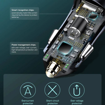 Tẩu củ sạc nhanh 40W cổng PD type c và USB hiệu Baseus Goldern Contactor  Pro đa năng cho xe hơi / xe ô tô trang bị LED đổi màu, Quick Charge 3.0 / Quick Chagre 4.0, PD 3.0, smartchip BPS 2.0 - Hàng nhập khẩu