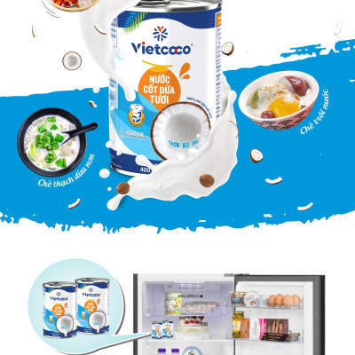 Nước cốt dừa tươi VIETCOCO 400ml, thơm, ngon, béo ngậy, chuẩn chính hãng 100%