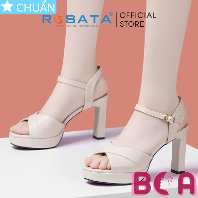 Giày sandal nữ cao gót 8p RO598 màu kem ROSATA tại BCASHOP kiểu dáng công sở thanh lịch và sang trọng