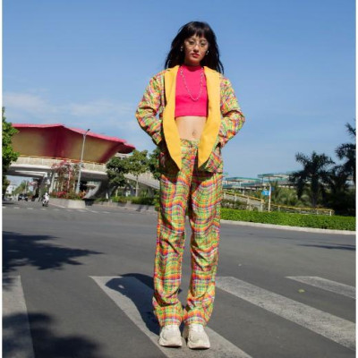 Áo Croptop Tay Dài Hồng TARTAN - T-TitTotTet Croptop / Pink 