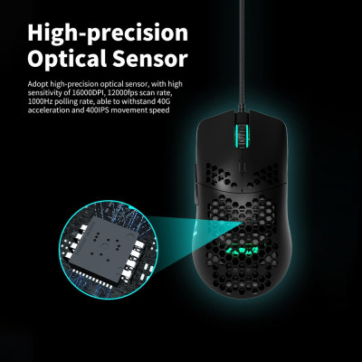 Chuột chơi game có dây Ajazz AJ390 với 7 phím có thể điều chỉnh DPI Thiết kế tiện dụng 