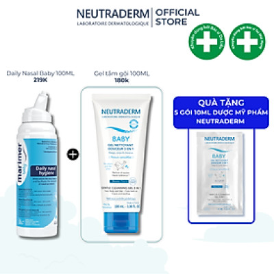 Combo nước biển sâu Marimer Baby Daily + Gel tắm 3in1 Neutraderm