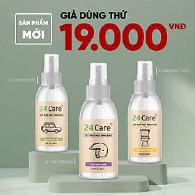 [ GIÁ DÙNG THỬ ] Xịt khử mùi Toilet Tinh dầu 24care - Xịt khử mùi thiên nhiên dung tích 50ml/ 100ml/ 250ml.
