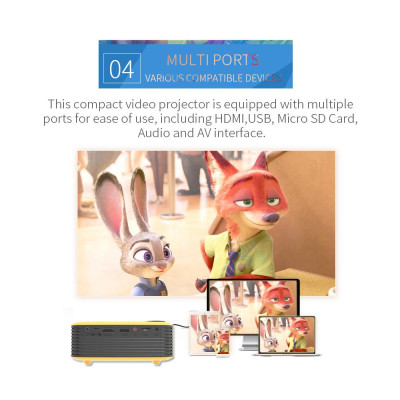 Máy chiếu TRANSJEE  LCD di động mini Hỗ trợ 1080P Thẻ TF Thiết bị USB HiFi Âm thanh nổi HiFi Máy chiếu rạp hát tại nhà