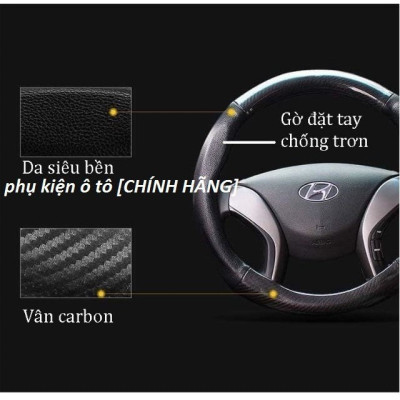 Bọc vô lăng carbon xe Hyundai I10, I20, I30, Accent, Santafe, Tucson, Kona, Getz, Avante, Elantra, Creta