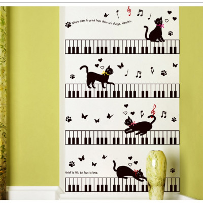 Decal dán tường Mèo Đen dễ thương AmyShop DKN093 (125x85cm)