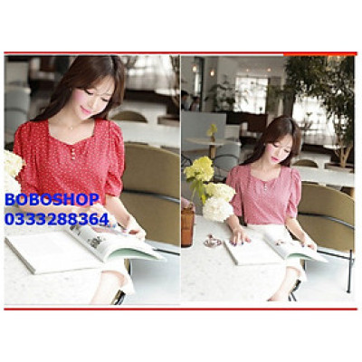 ÁO CHẤM BI BA NÚT 