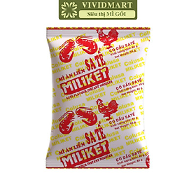 COLUSA - Mì Miliket gói giấy vàng hương vị Sa tế, Mì sa tế gói giấy vàng Miliket, Mì giấy Miliket (65g/gói)